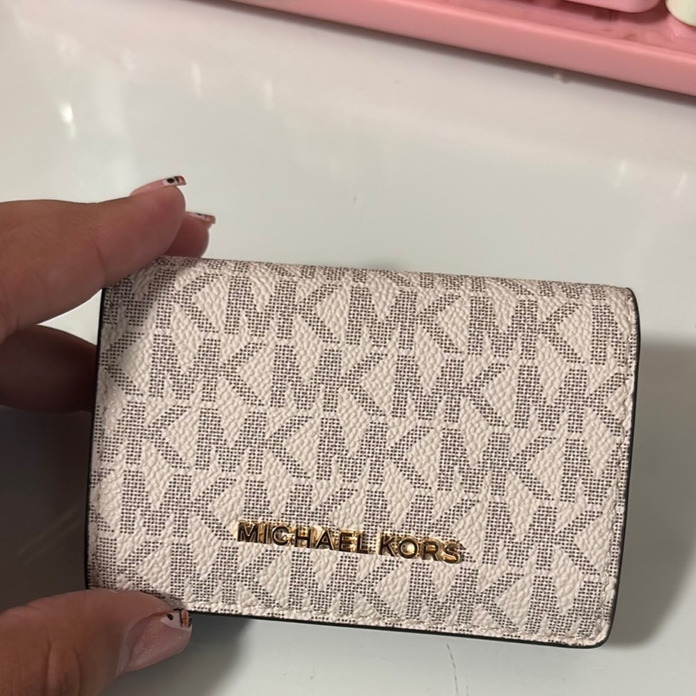 Michael Kors Beige and Cream Patterned Wallet